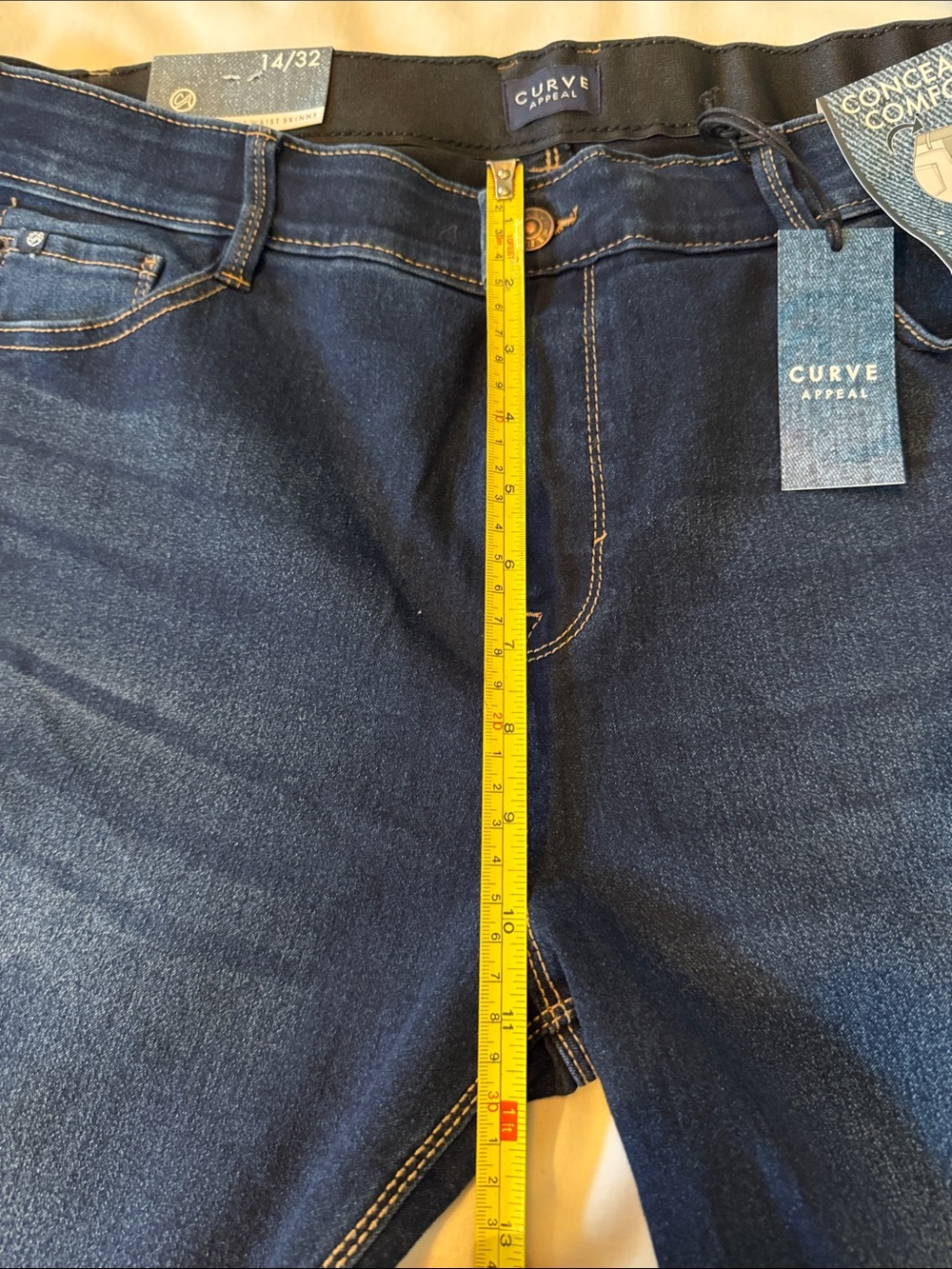 Curvy Comfort Dark Blue Skinny Jeans - CURVY - Picture 5 of 6